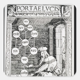 Jüdischer Kabbalist mit Sephiroth Quadratischer Aufkleber