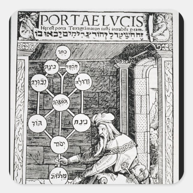 Jüdischer Kabbalist mit Sephiroth Quadratischer Aufkleber (Vorderseite)