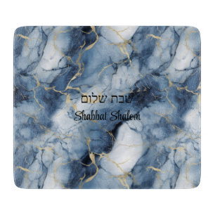 Jüdischer Marmoreffekt Shabbat Glass Cutting Board Schneidebrett