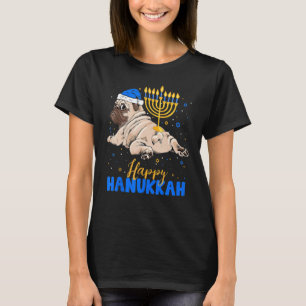 Jüdischer Mops Menorah Happy Hanukka Chanukah Dog T-Shirt