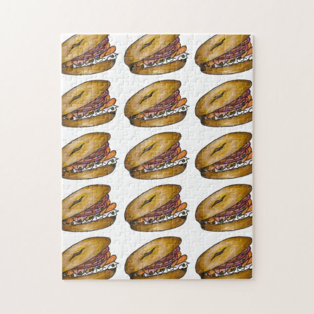 Jüdischer NYC Deli Bagel Capers Lox Creme Chee Puzzle (Vertikal)