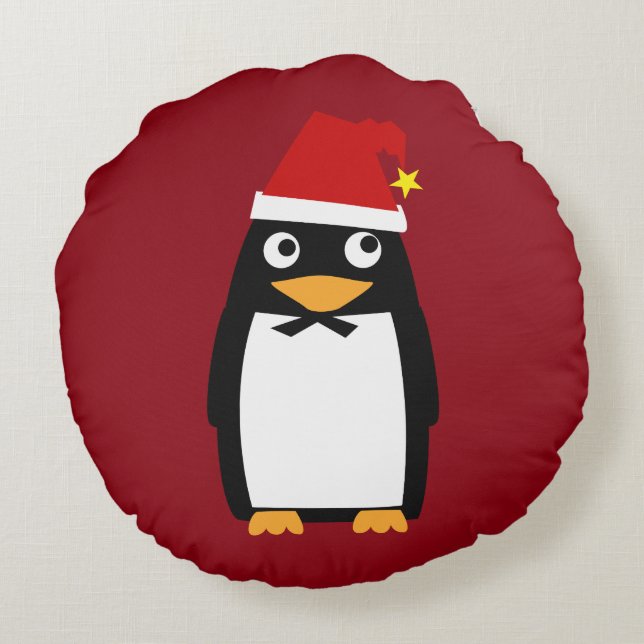 Jüdischer Pinguin Yamulke Weihnachtschanukkas Rundes Kissen (Rückseite)