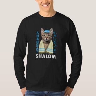 Jüdischer Shabbat Shalom Niedliche Katze mit Kippa T-Shirt