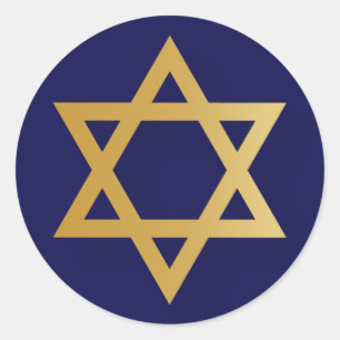 Jüdischer Stern von David Gold und Marineblau Runder Aufkleber