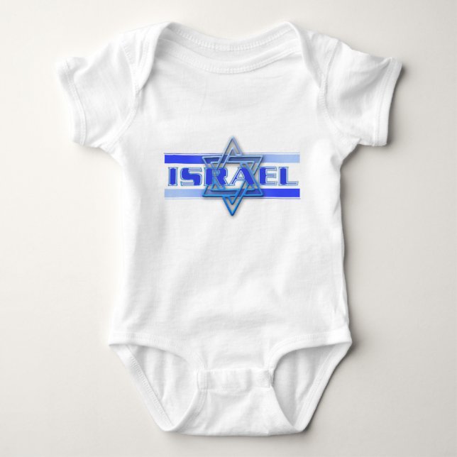 Jüdischer Stern von David Israel Blau und Weiß Baby Strampler (Vorderseite)