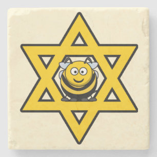 Jüdischer Stern von David mit einer Honey Bee Steinuntersetzer