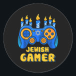 Jüdischer Video Game Controller Gamer Chanukah Boy Runder Aufkleber<br><div class="desc">Jüdischer Videospielsteuerer Gamer Chanukah Boy Kind 1</div>