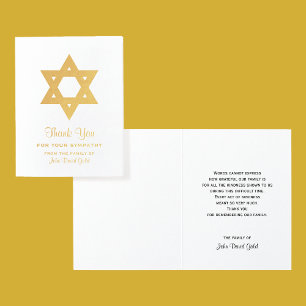 Jüdisches Beileid Danke an den Gold Foil Star von Folienkarte