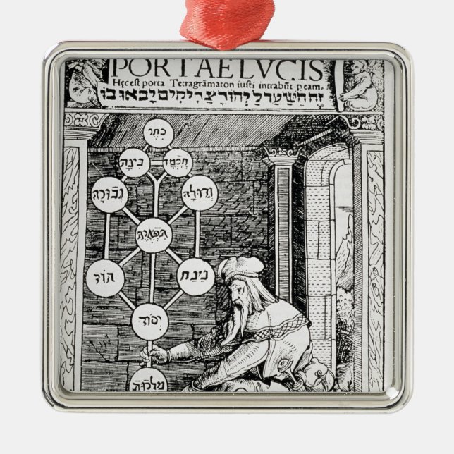 Jüdisches cabbalist, das ein sephiroth hält ornament aus metall (Vorne)