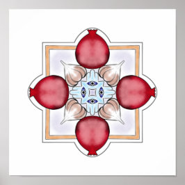 Jüdisches Glück - Granatapfel, Hamsa, Knoblauch Poster
