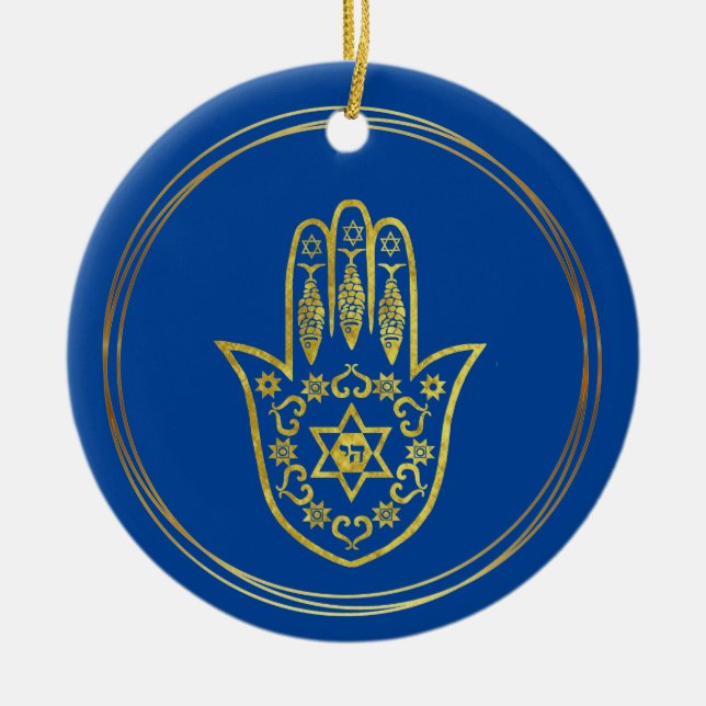 Jüdisches Gold Hamsa Weihnachtsschmuck (Vorne)