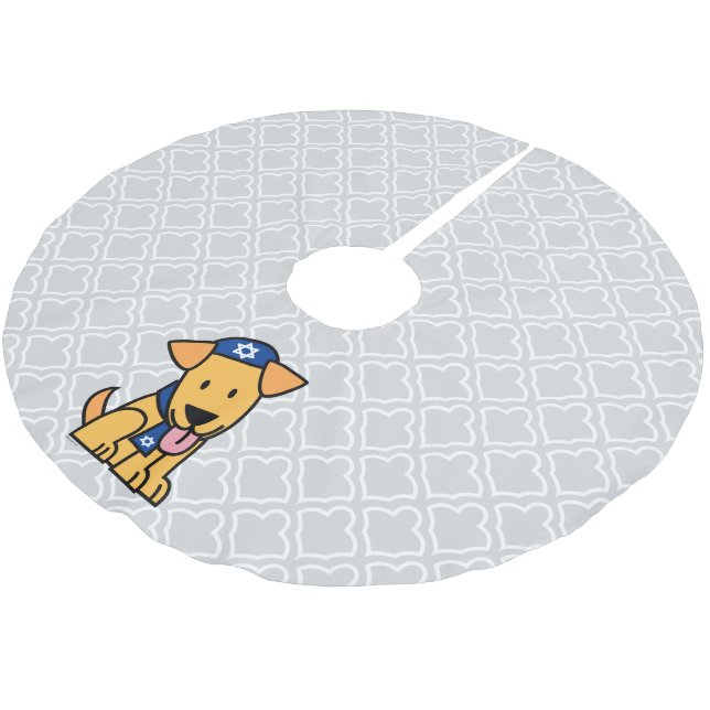 Jüdisches Labrador retriever Hündchen Chanukkas Polyester Weihnachtsbaumdecke (Schrägansicht)