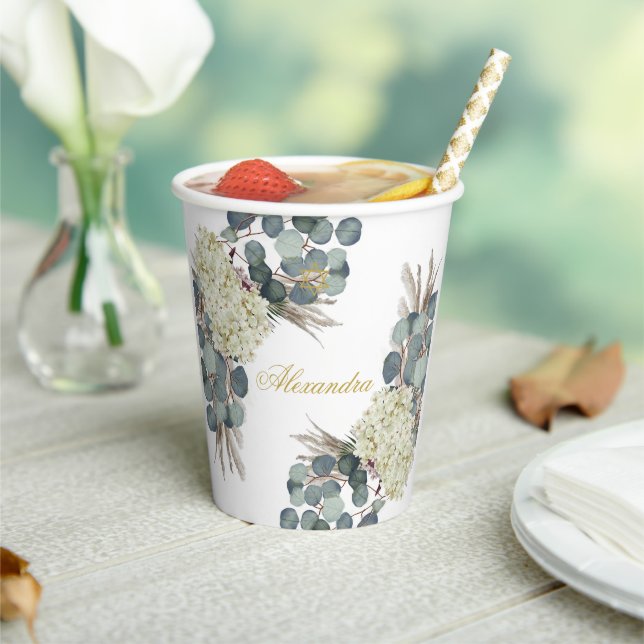 Jüdisches Mädchen-Baby-Benennung Blumengrün-Gold Pappbecher (In Situ)