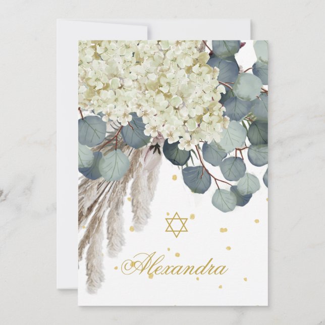 Jüdisches Mädchen-Baby-Benennung von Blumenblätter Einladung (Rückseite)