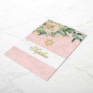 Jüdisches Mädchen Gold Baby Namensgebung Rosa Rose Folieneinladung