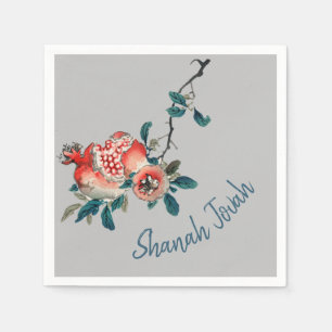 Jüdisches Neujahr Rosh Hashanah Sweet Frucht Grau Serviette