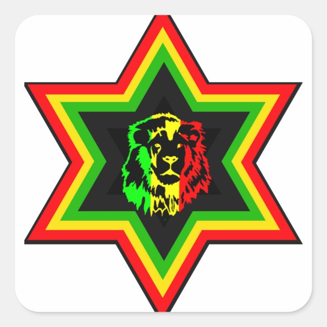 Jüdisches Rasta Quadratischer Aufkleber (Vorderseite)