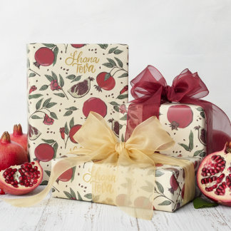 Jüdisches Shana Tova Granatapfelbutter Gelb Geschenkpapier