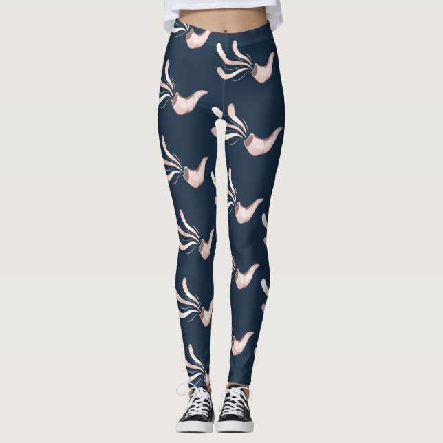 Jüdisches Shofarillustrations-Rosengold Leggings (Vorderseite)