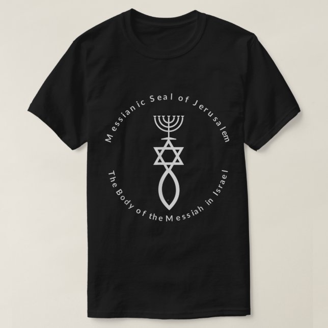 Jüdisches Siegel von Jerusalem Menorah Star Fi T-Shirt (Design vorne)