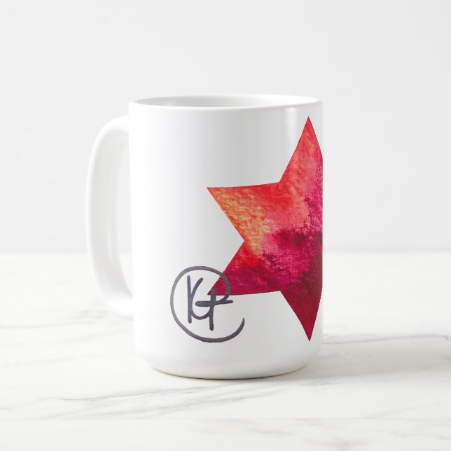 Jüdisches Star Heart of Fire Art Kaffeetasse (Vorderseite Links)