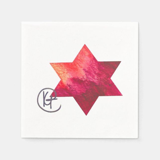 Jüdisches Star Heart of Fire Art Serviette (Vorderseite)