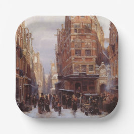 Jüdisches Viertel in Amsterdam (Vintage Stadtumgeb Pappteller