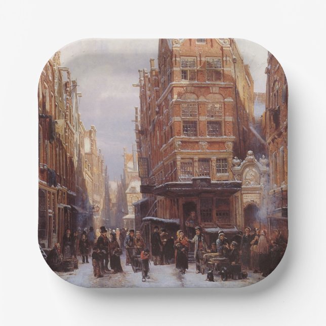 Jüdisches Viertel in Amsterdam (Vintage Stadtumgeb Pappteller (Vorderseite)