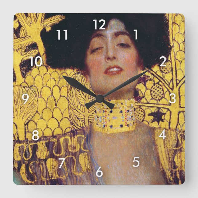 Judith (Dame in Gold), Gustav Klimt Quadratische Wanduhr (Vorderseite)