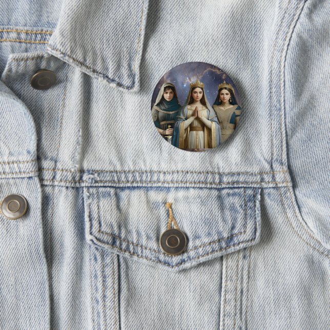 Judith, Esther und selige Jungfrau Maria Ansteckna Button (Beispiel)