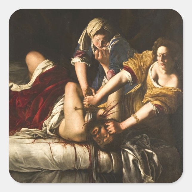 Judith Slaying Holofernes - Artemisia Gentileschi Quadratischer Aufkleber (Vorderseite)