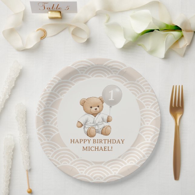  "Judo Bear’s First Belt" – 1st Birthday Pappteller (Hochzeit)