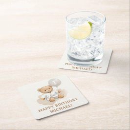  "Judo Bear’s First Belt" – 1st Birthday White  Rechteckiger Pappuntersetzer