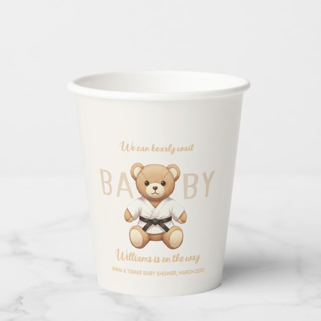 Judo Black Belt Bear Baby Shower Collection  Pappbecher (Vorderseite)