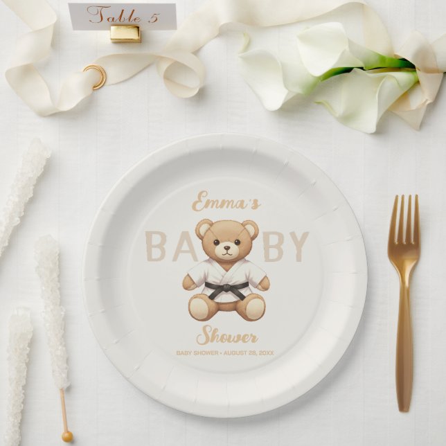 Judo Black Belt Bear Baby Shower Collection Pappteller (Hochzeit)