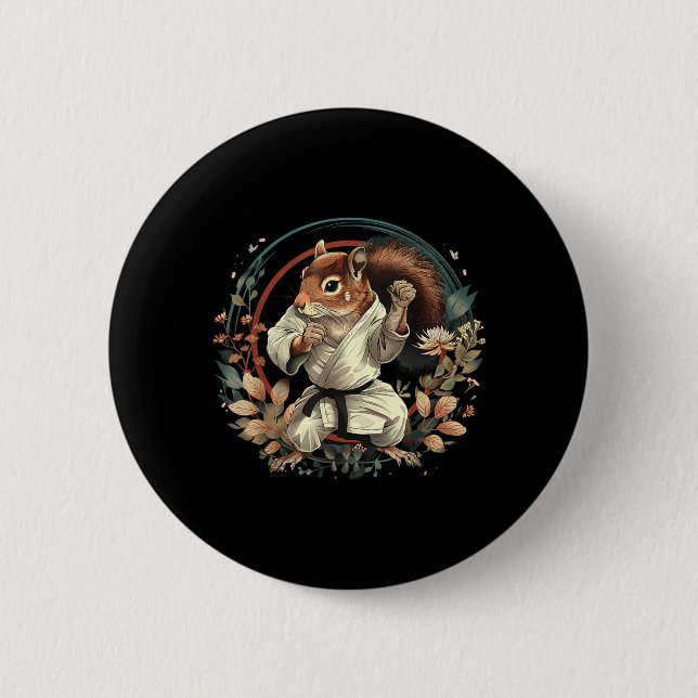 Judo Eichhörnchen Natur Kampfsport Kickboxen Button (Vorderseite)