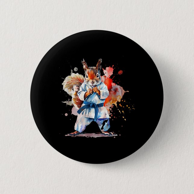 Judo Eichhörnchen Wasserfarbe Karate MMA Eichhörnc Button (Vorderseite)