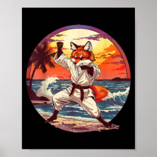 Judo Fox Nature Kickboxen Taekwondo Kampfsport Poster