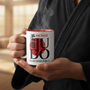 Judo -Kanji, aufgehende Sonne Zweifarbige Tasse