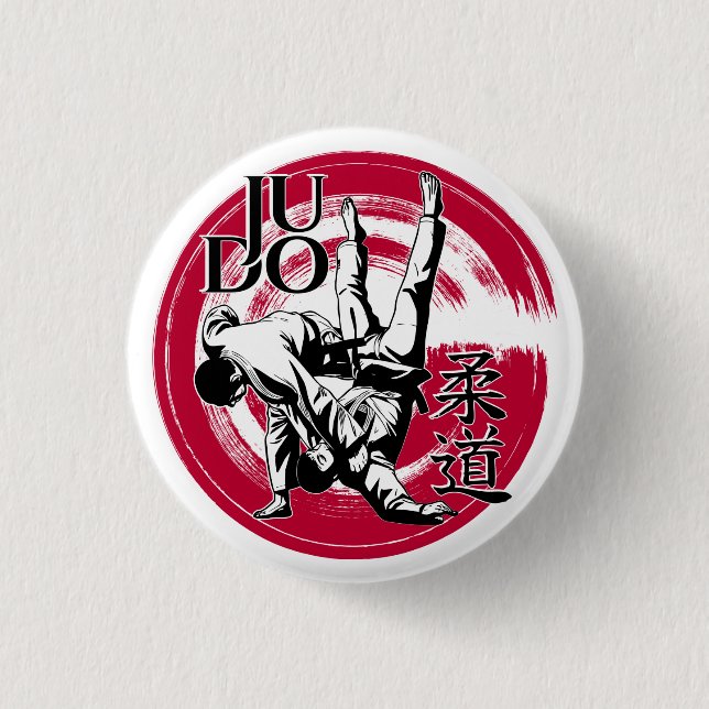 Judo Kanji und Rising Sun Throw  Button (Vorderseite)