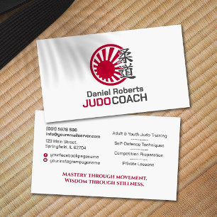 Judo-Lehrer - Kanji und Aufgehende Sonne Visitenkarte