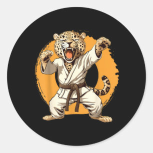 Judo Leopard Natur Kickboxen Taekwondo Kampfsport Runder Aufkleber