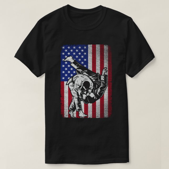 Judo Martial Arts USA Flag Judoist Men Wo T-Shirt (Design vorne)