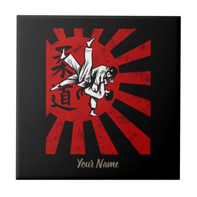Judo Martial Arts Vintages Retro Design Fliese (Vorderseite)