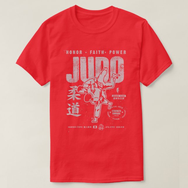 Judo MMA Martial Arts Strength Courage Honor Faith T-Shirt (Design vorne)