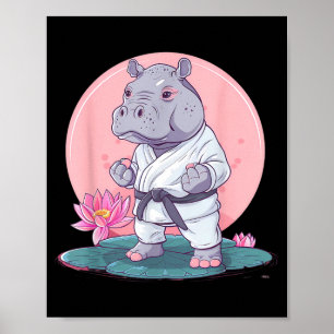 Judo Nilpferd Natur Kickboxen Taekwondo Kampfsport Poster