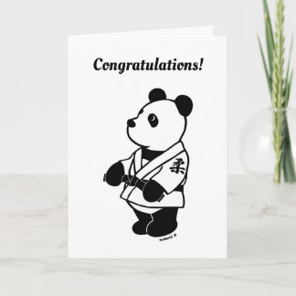 Judo-Panda-Cartoon mit schwarzem Gürtel Gratulatio Karte