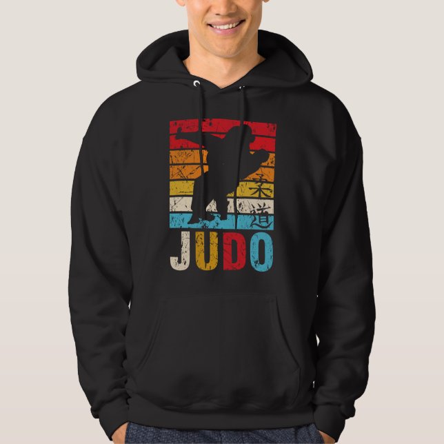 Judo Ura Nage Judoka Retro Sunset Hoodie (Vorderseite)