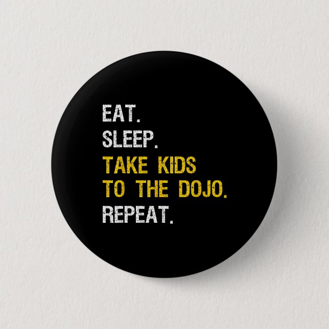 Judo Vater bringt Kinder zum Dojo Funny Karate Mam Button (Vorderseite)