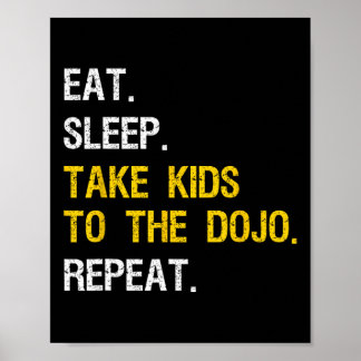 Judo Vater bringt Kinder zum Dojo Funny Karate Mam Poster